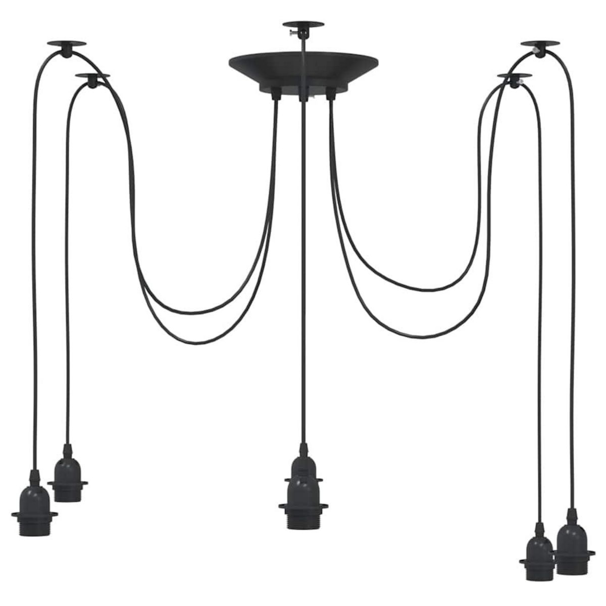 VIDAXL Lampe suspendue avec 6 porte-lampes E27 noir metal