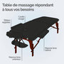 Voir la diapositive 3 : VIVEZEN Table de massage pliante 2 zones en bois foncé avec panneau Reiki + Accessoires et housse de transport - Noir