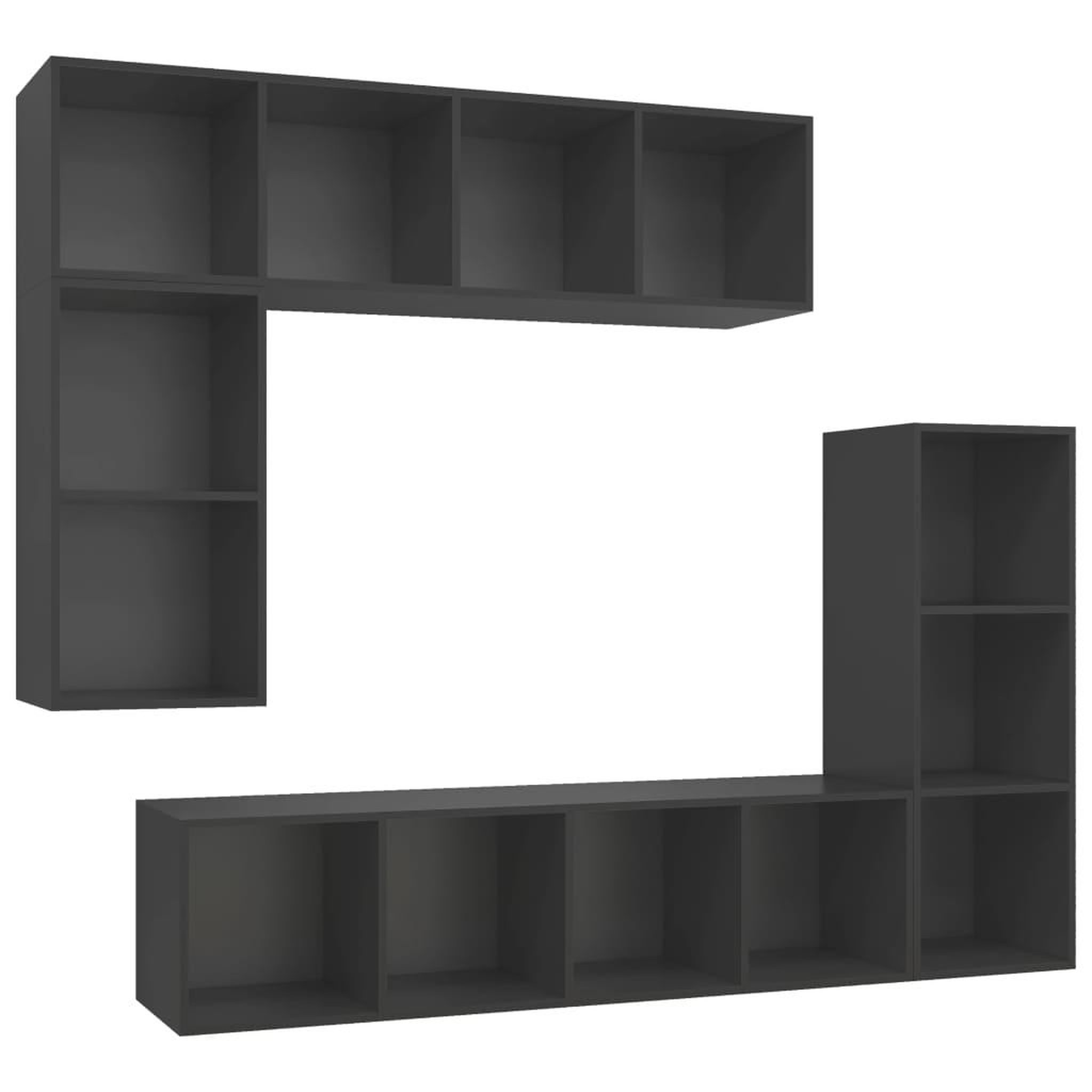 Voir la diapositive 2 : VIDAXL Ensemble de meubles TV 4 pcs Gris Bois d'ingenierie