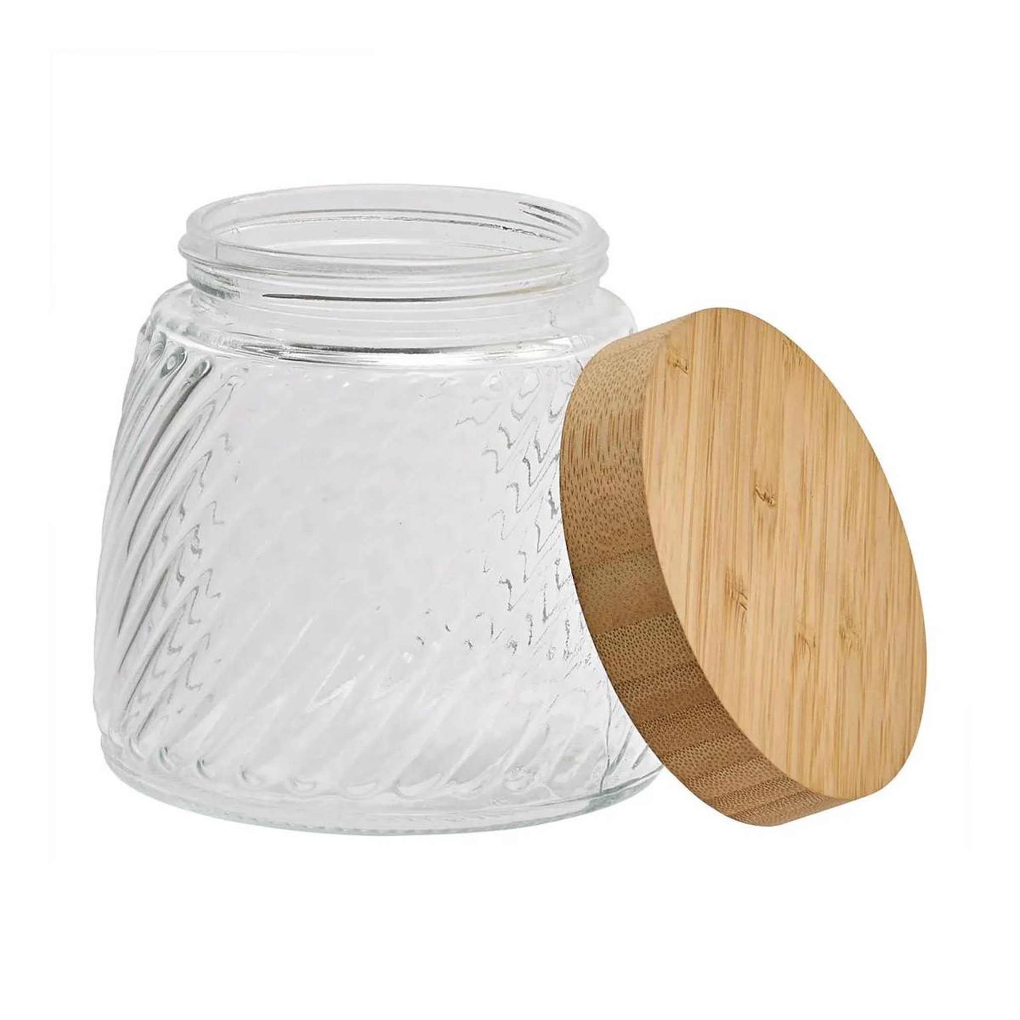 Voir la diapositive 2 : FIVE Bocal en Verre Strié  Striva  0,9L Transparent