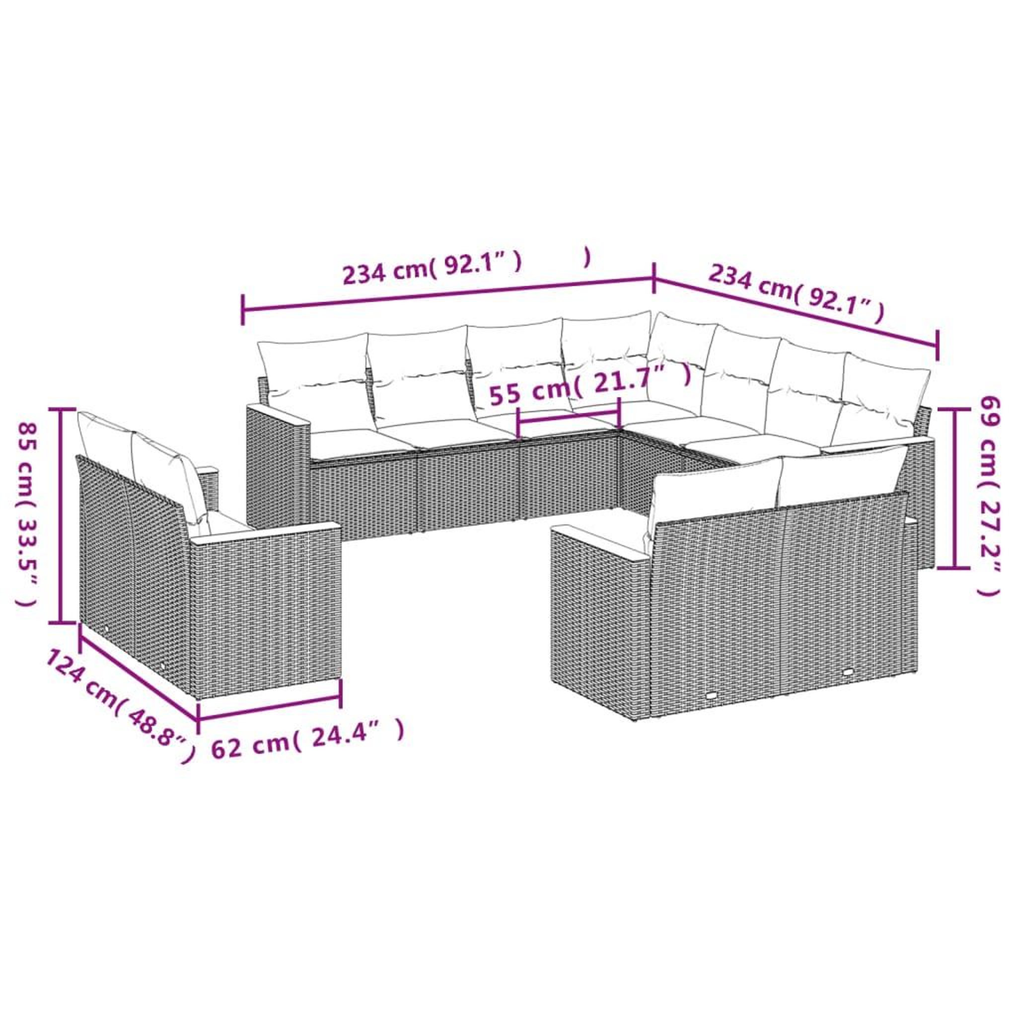 Voir la diapositive 6 : VIDAXL Salon de jardin 11 pcs avec coussins noir resine tressee