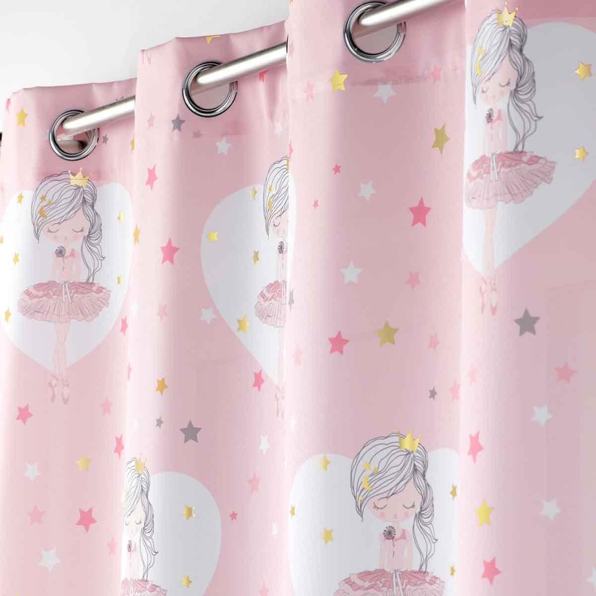 Voir la diapositive 2 : Douceur d'Intérieur Rideau Enfant  Petite Étoile  140x260cm Rose