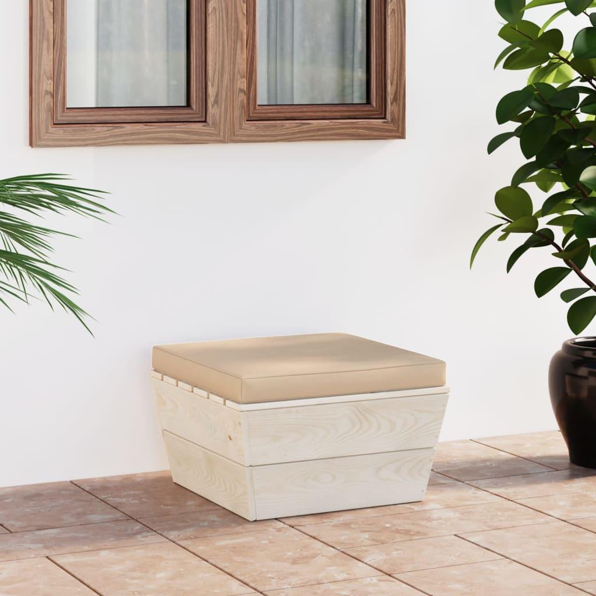 Voir la diapositive 1 : VIDAXL Repose-pied palette de jardin avec coussin Epicea impregne