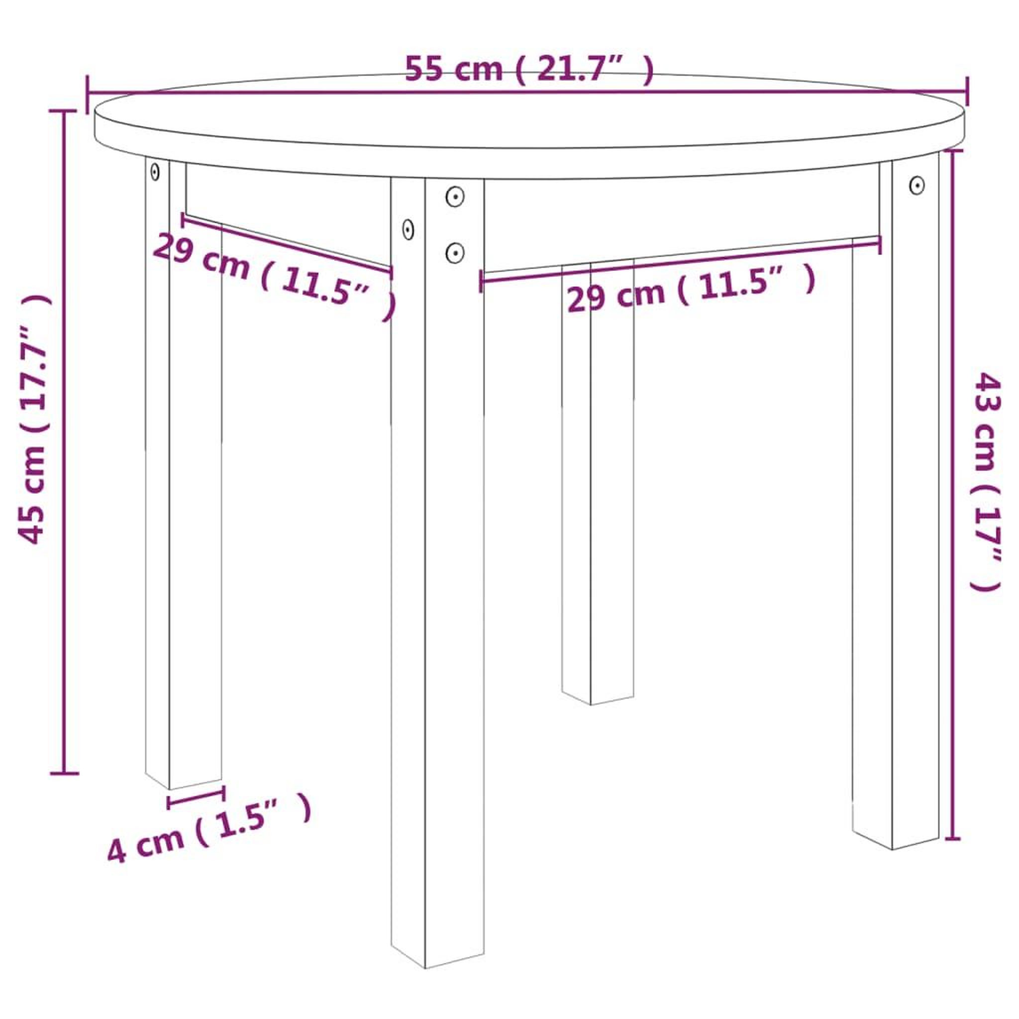 Voir la diapositive 6 : VIDAXL Table basse Blanc Ø 55x45 cm Bois massif de pin