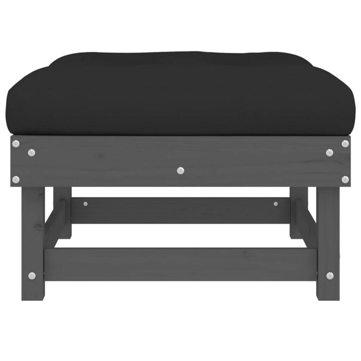 VIDAXL Repose-pieds de jardin coussins lot de 2 gris bois pin massif