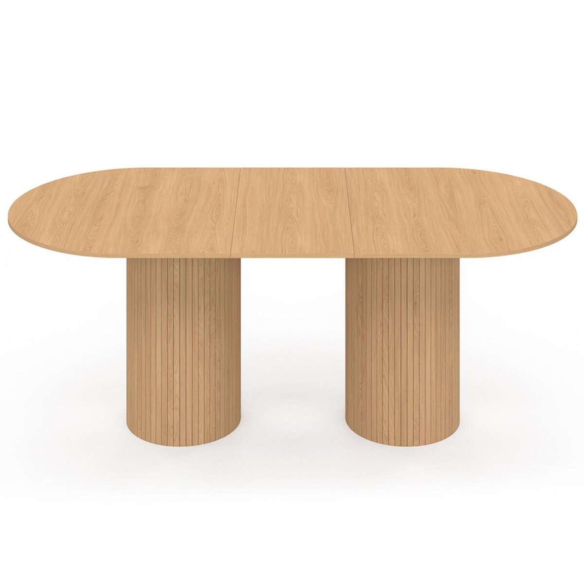 ID MARKET Table à manger extensible ovale JULIETTE  6-10 personnes pieds cylindriques effet lattes 160-200 cm