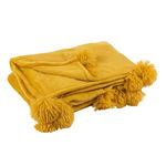 Paris Prix Plaid Déco à Pompons  Polyes  130x170cm Ocre