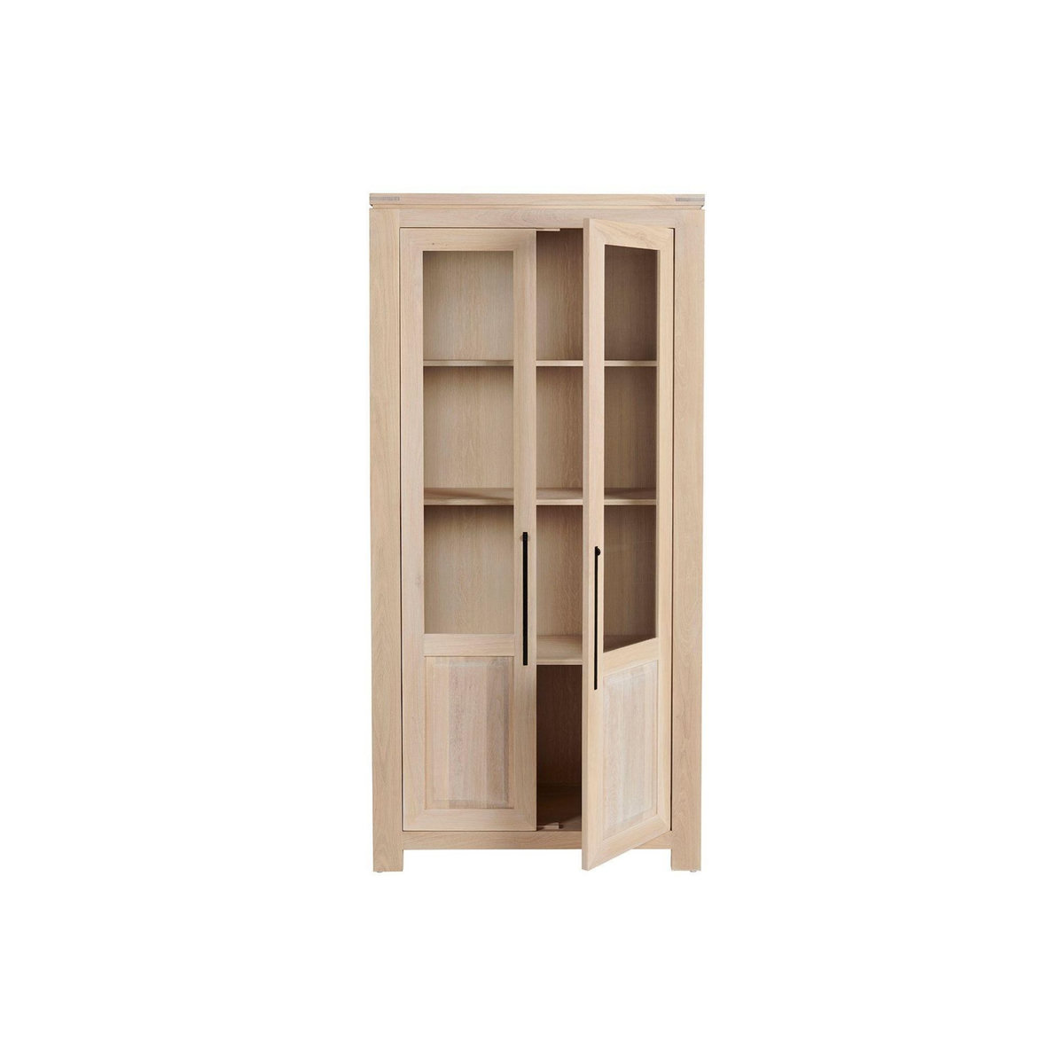 HELLIN Vitrine moderne en chêne blanchi - BOSTON