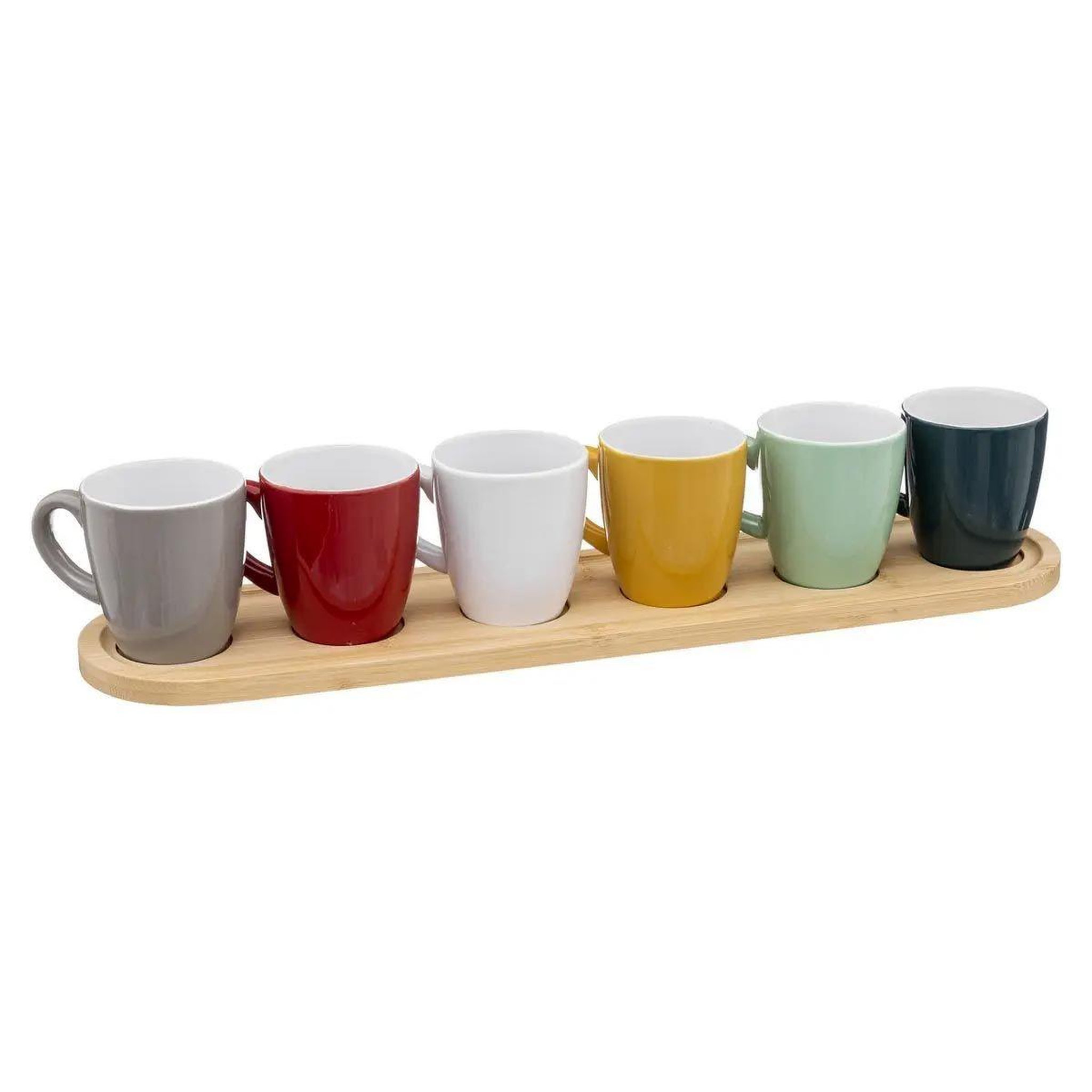 SECRET DE GOURMET Lot de 6 tasses & plateau bambou  colorama  9cl multicolore