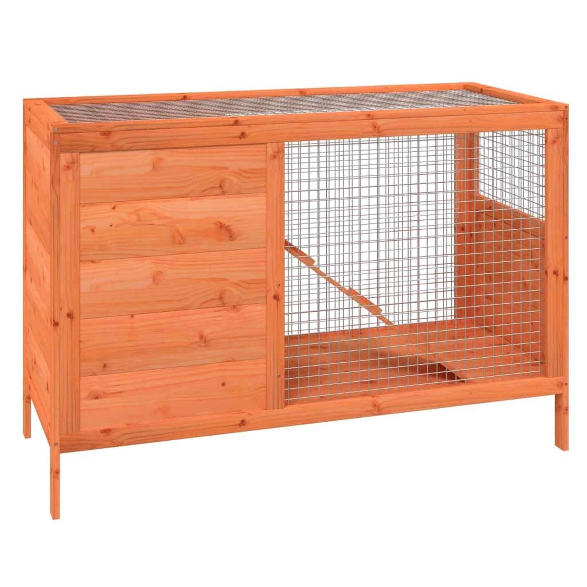 Voir la diapositive 2 : VIDAXL Clapier marron 103x44x69,5 cm bois de pin massif