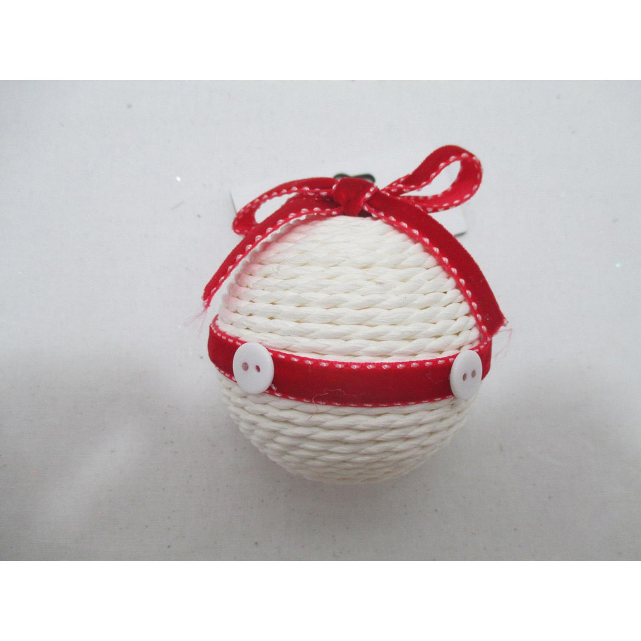 FEERIC LIGHT & CHRISTMAS Boule de Noël Tissu - Blanc et rouge