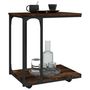 Voir la diapositive 4 : VIDAXL Table d'appoint a roues Chene fume 50x35x55,5 cm