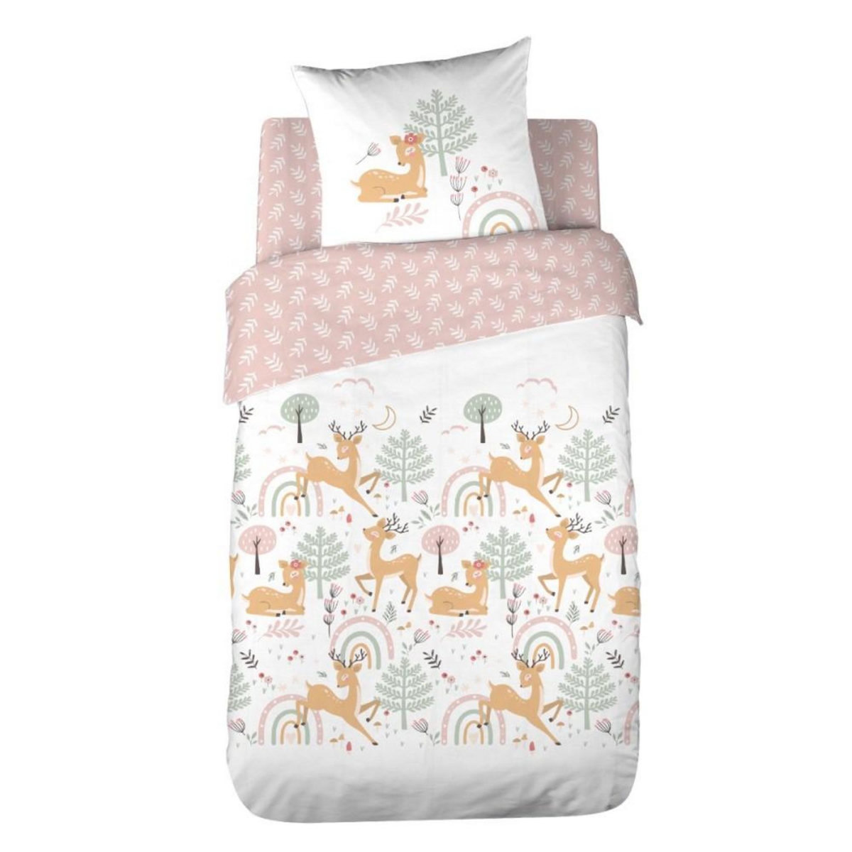 COTE DECO Housse de couette 140x200 + 1 taie BAMBINA