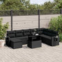 Voir la diapositive 1 : VIDAXL Salon de jardin 8 pcs avec coussins noir resine tressee