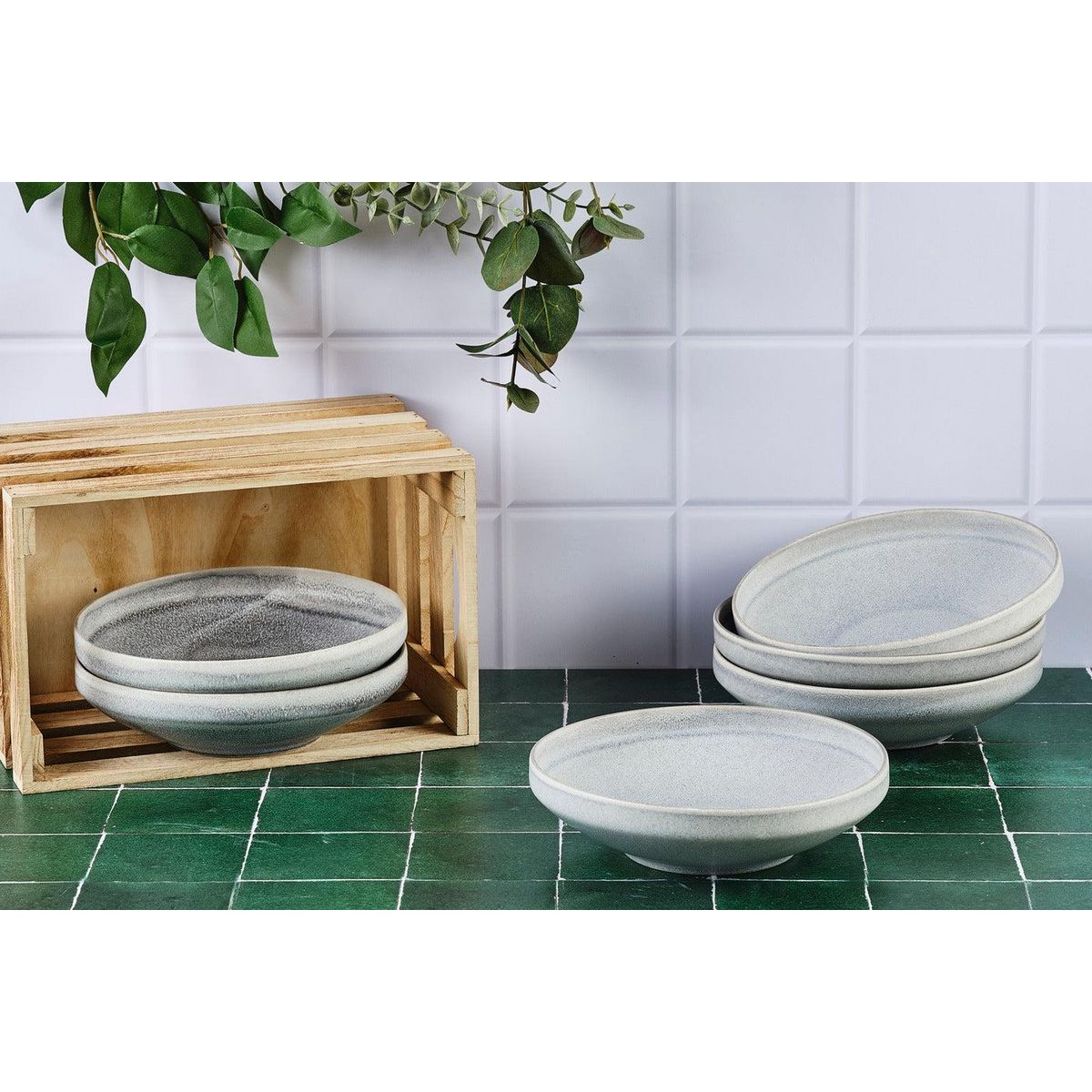 BJORN Assiette creuse STONE Ø20cm - 6 pièces - Gris lune