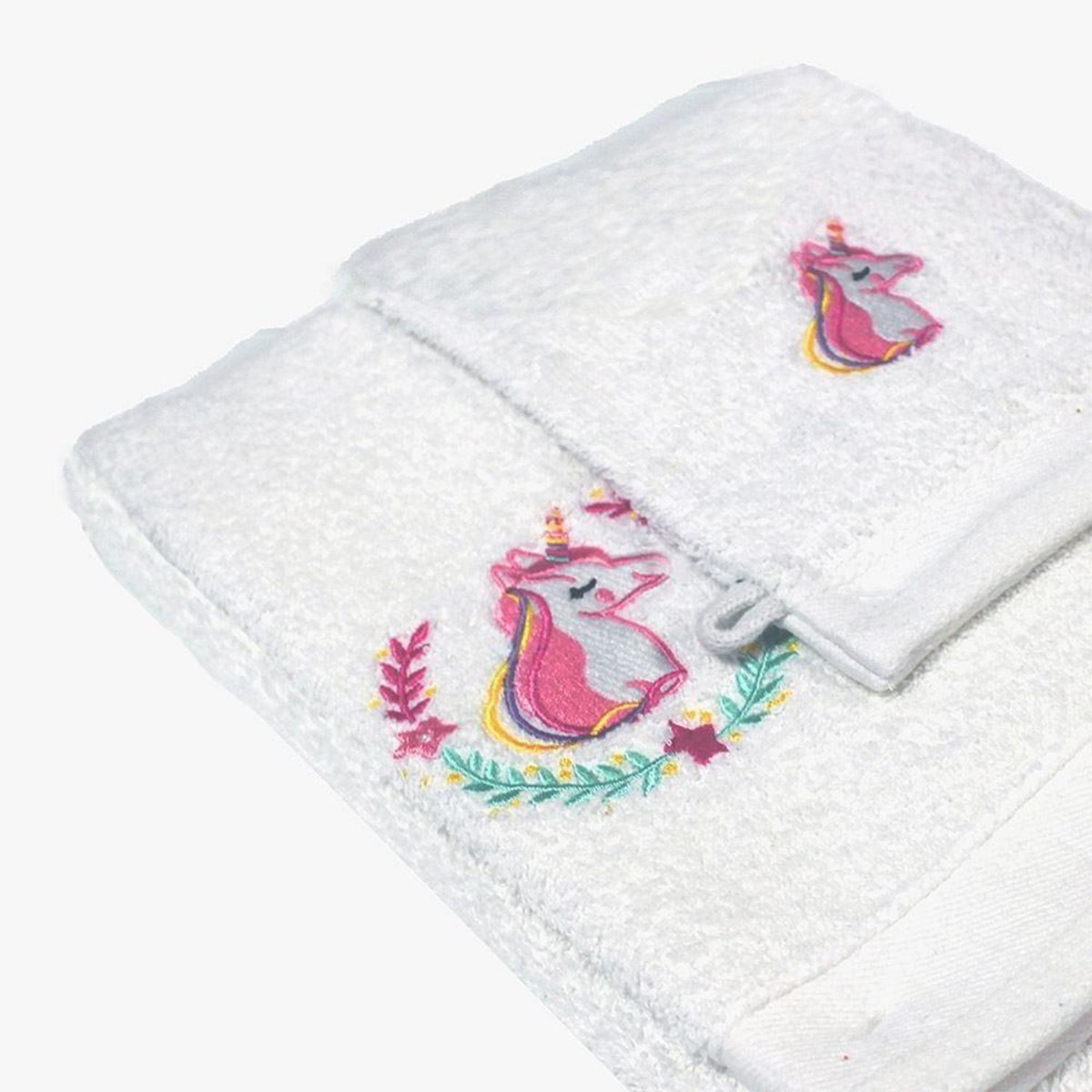 Douceur d'Intérieur Set gant avec drap de douche éponge brodée Zoélie