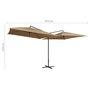 Voir la diapositive 6 : VIDAXL Parasol double avec mat en acier 250 x 250 cm Taupe