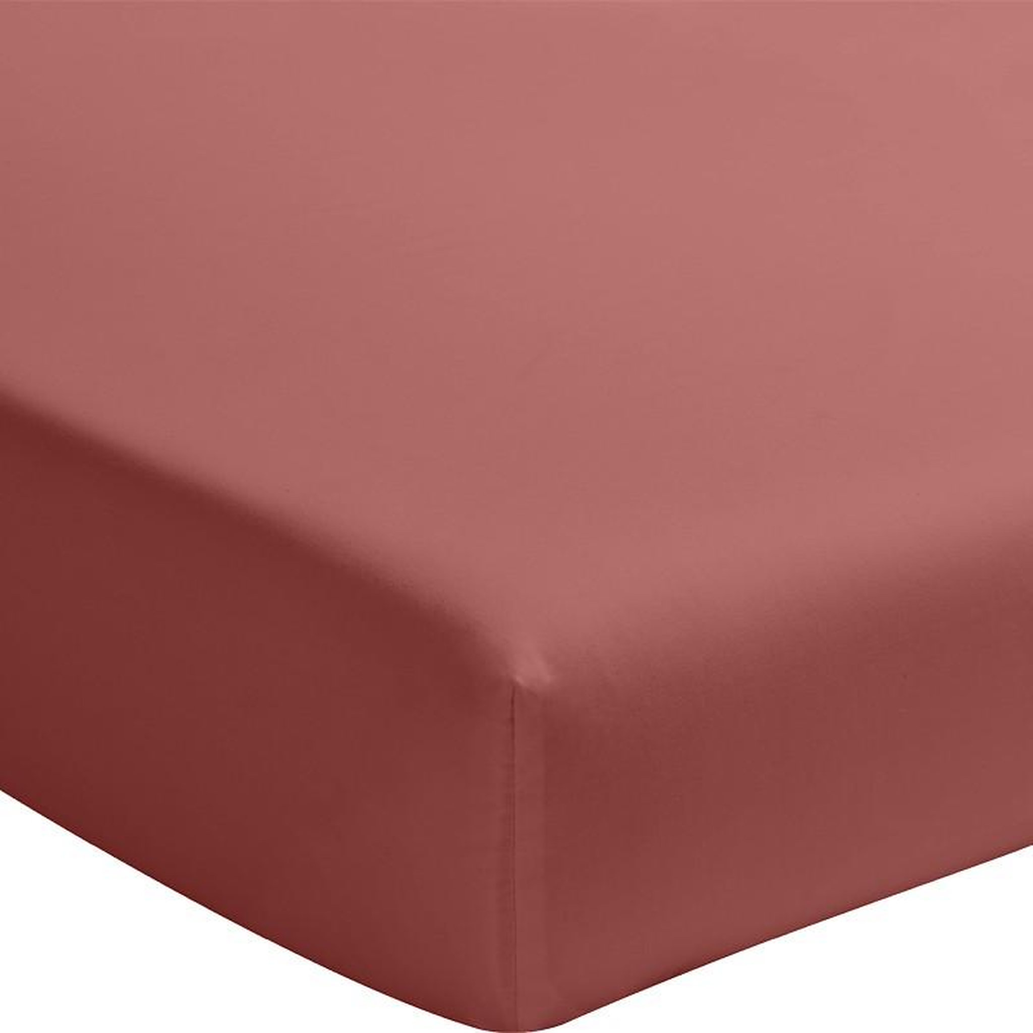 BATON ROUGE Drap housse 100% percale de coton lavé 80 fils/cm² - vieux rose. Coloris disponibles : Rose