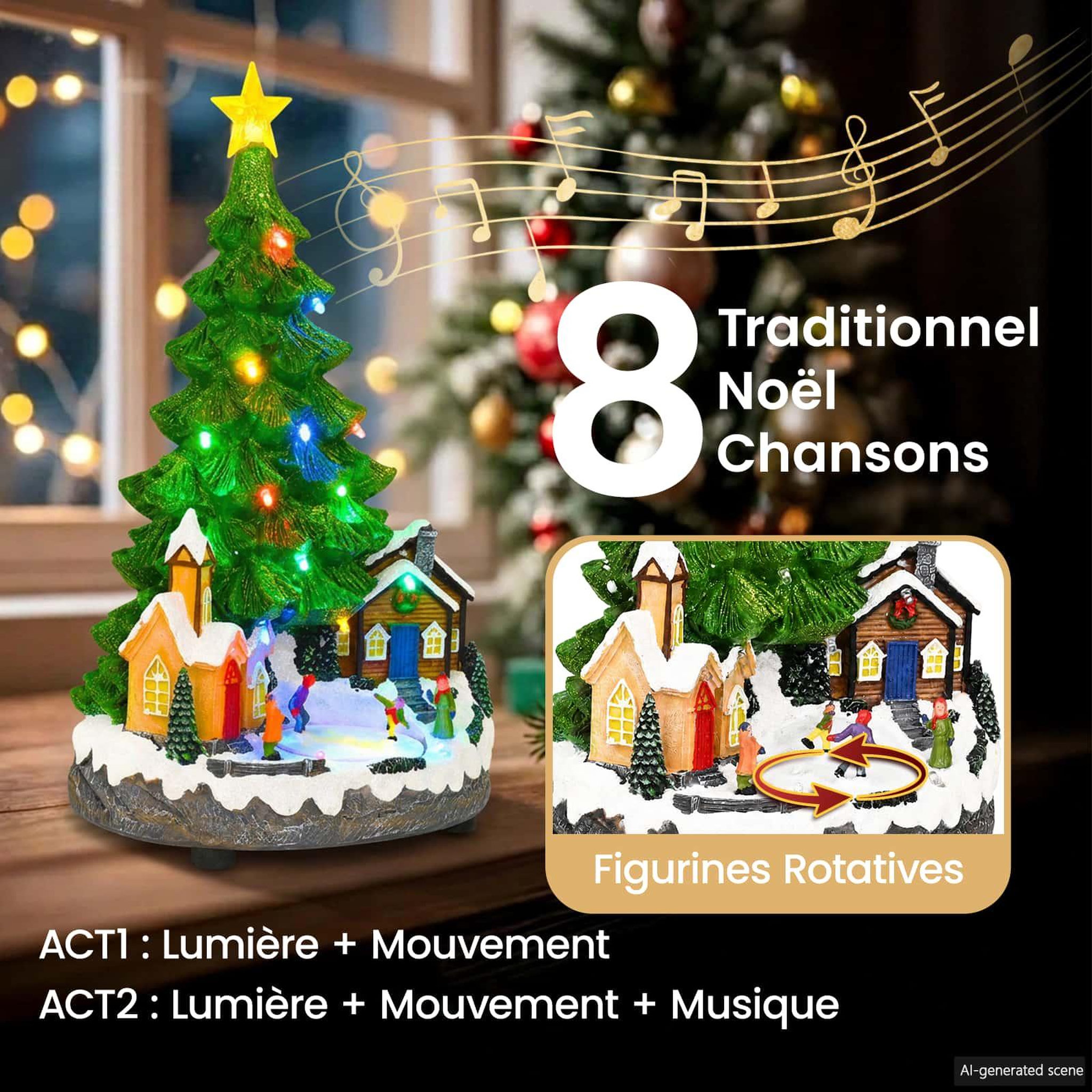 Voir la diapositive 6 : VIDAXL Sapin de Noël musical SALO 16 x 15 x 27,5 cm Resine Vert