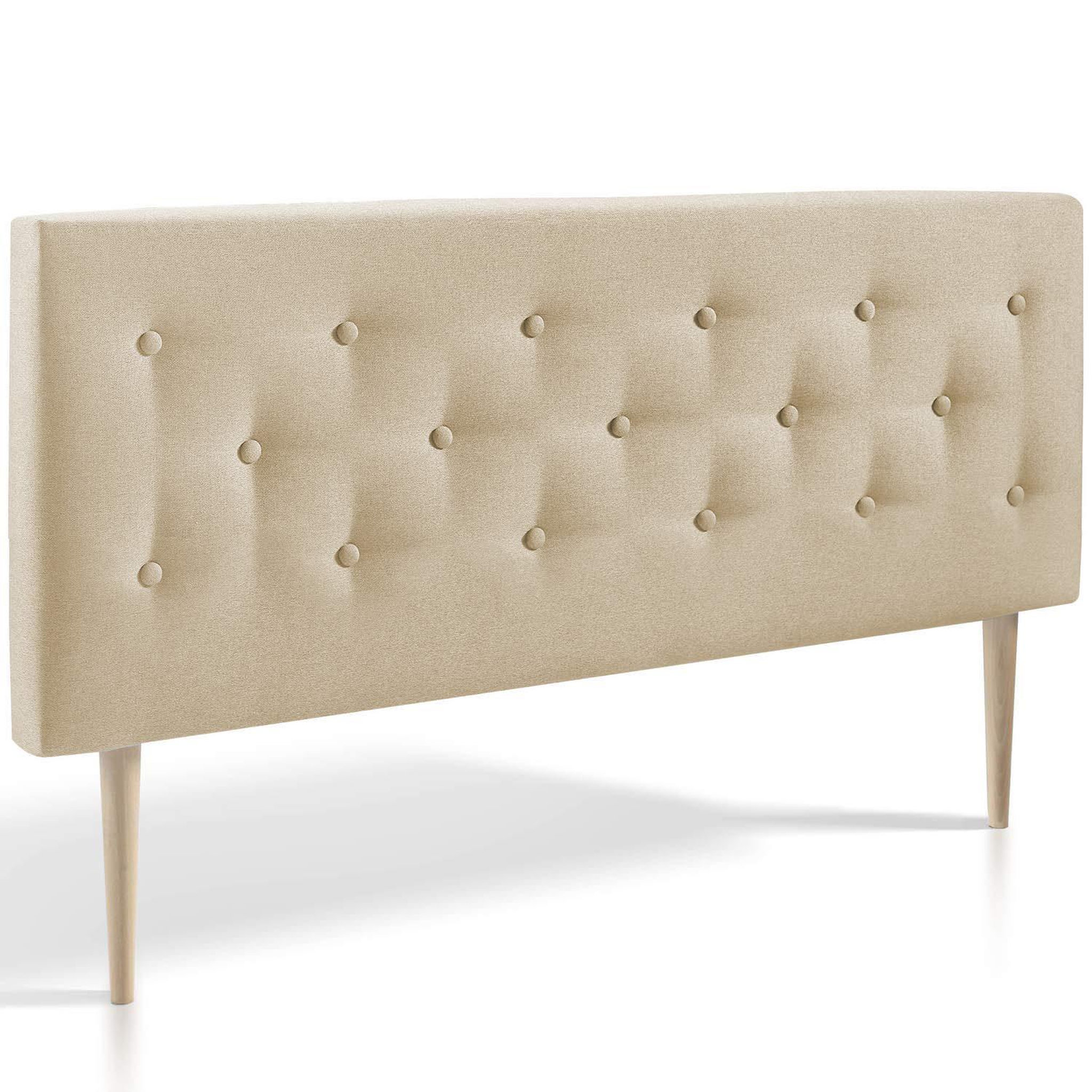 MARCKONFORT Tête de lit Oslo 140x100 cm, capitonnée Tissu Beige, L'épaisseur de 8 cm