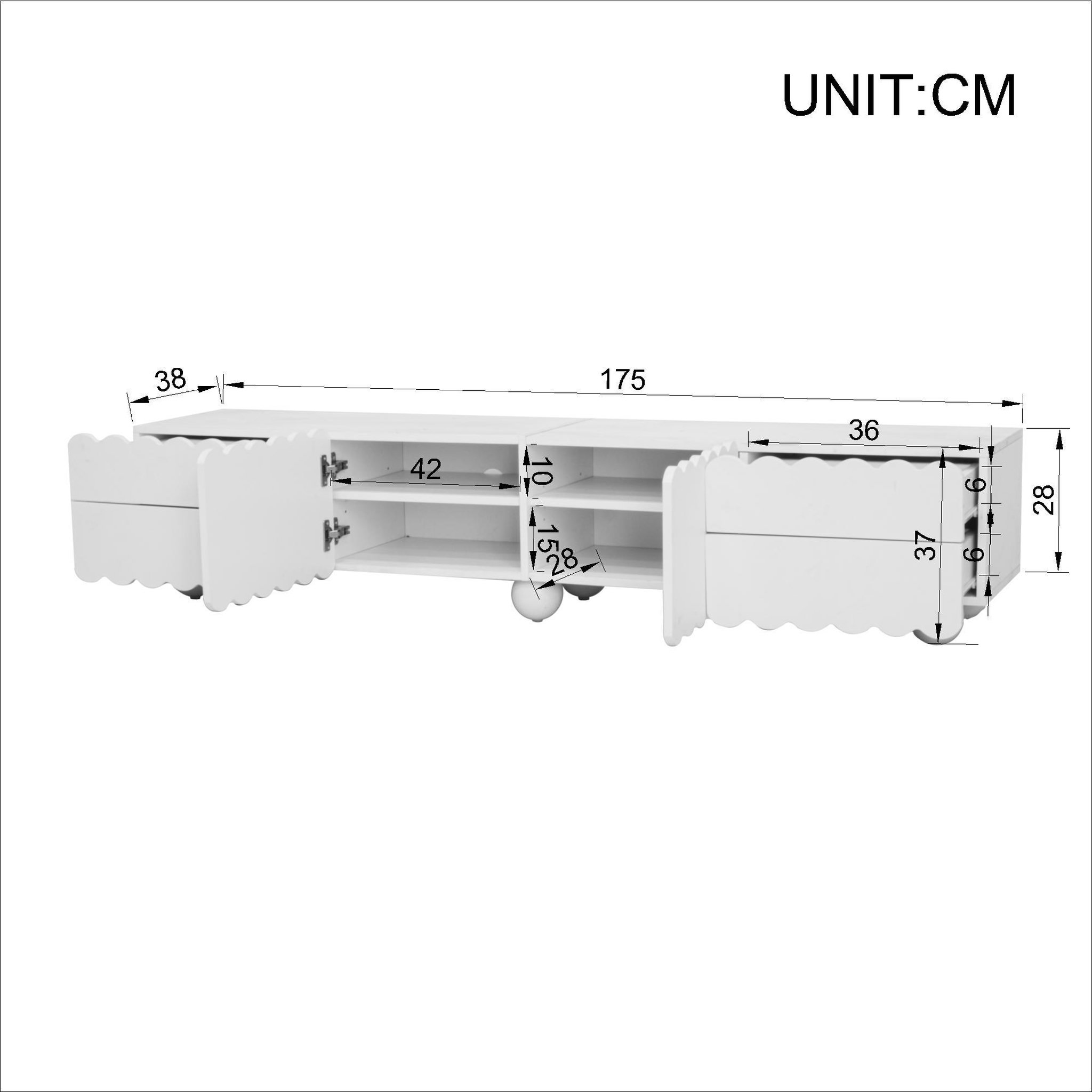 Voir la diapositive 3 : MERAX Meuble tv blanc 175 cm mdf