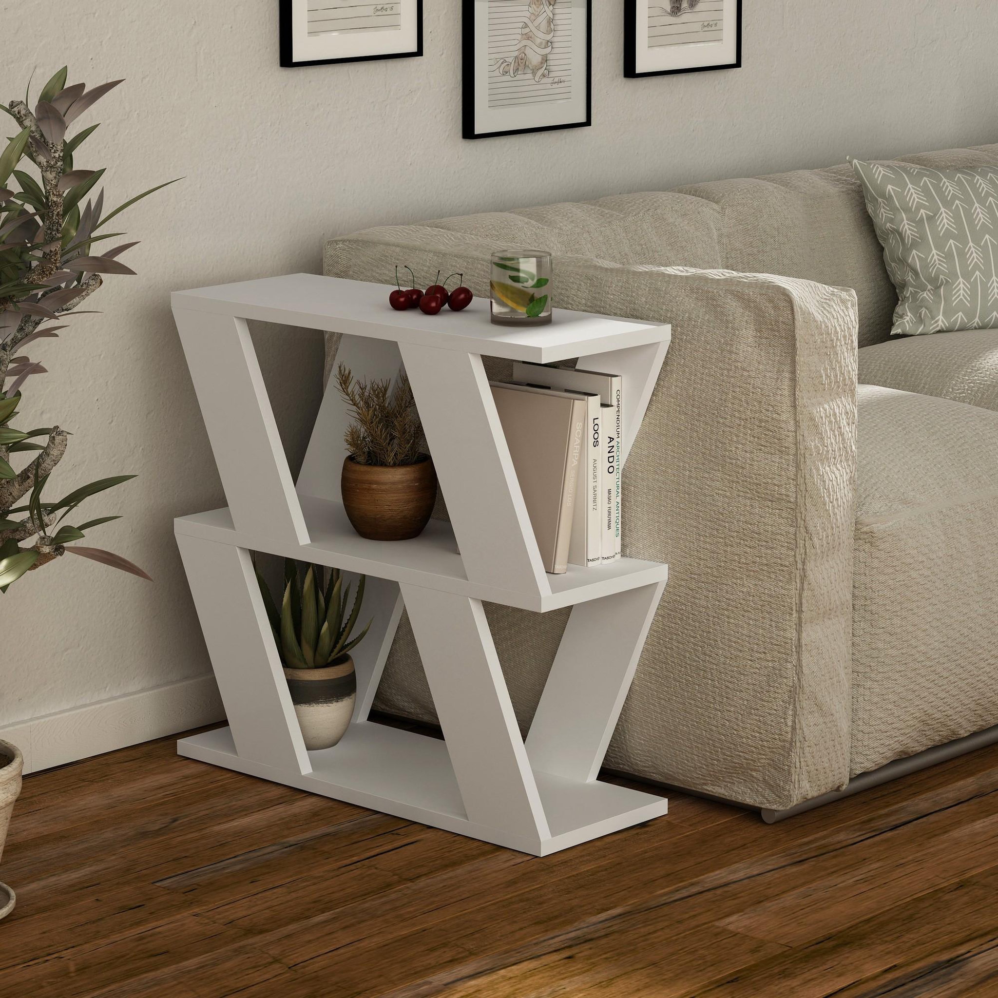 Voir la diapositive 2 : Habitat et Jardin Table d'appoint en bois  lazena  - 60 x 22 x 57 cm - blanc