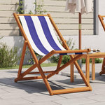 VIDAXL Chaise de plage pliable bleu et blanc bois d'eucalyptus/tissu