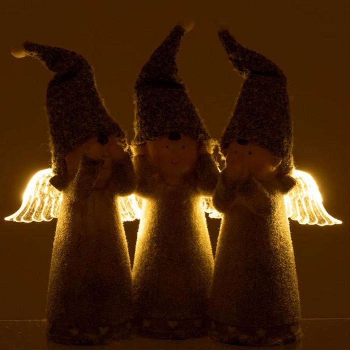 Paris Prix Statuette Déco Led  3 Anges  28cm Gris