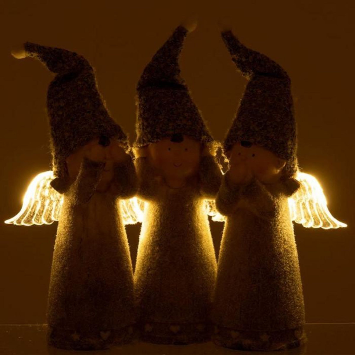 Paris Prix Statuette Déco Led  3 Anges  28cm Gris