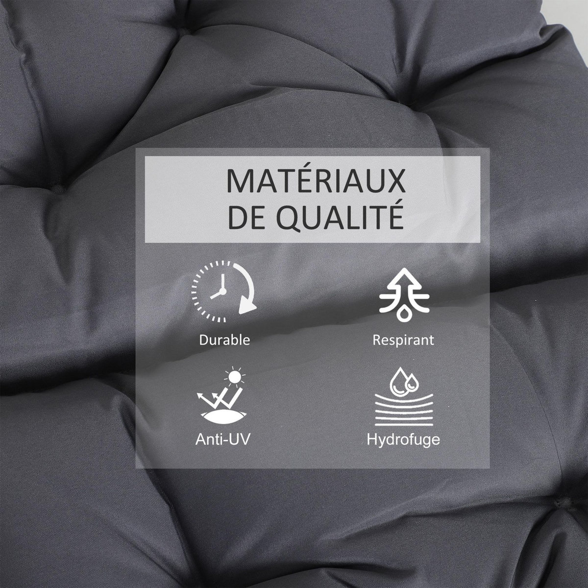 OUTSUNNY Lot de 2 coussins matelas assise dossier 2 en 1 pour chaise fauteuil grand confort 98L x 50l x 8H cm gris