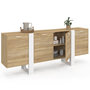 Voir la diapositive 4 : ID MARKET Buffet enfilade 200 cm PHOENIX XXL 4 portes bois et blanc