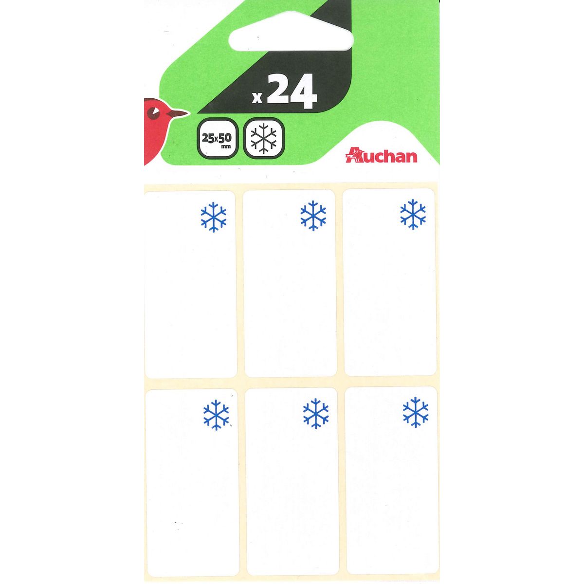 AUCHAN Pochette de 24 étiquettes congelation 25x50mm