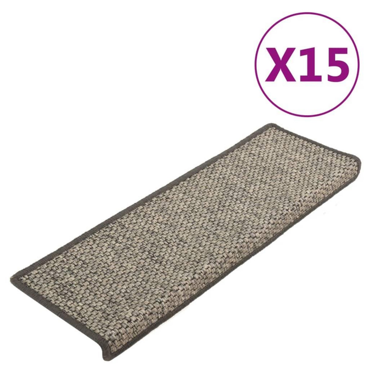 VIDAXL Tapis d'escalier autocollants 15 pcs 65x21x4 cm Gris et beige