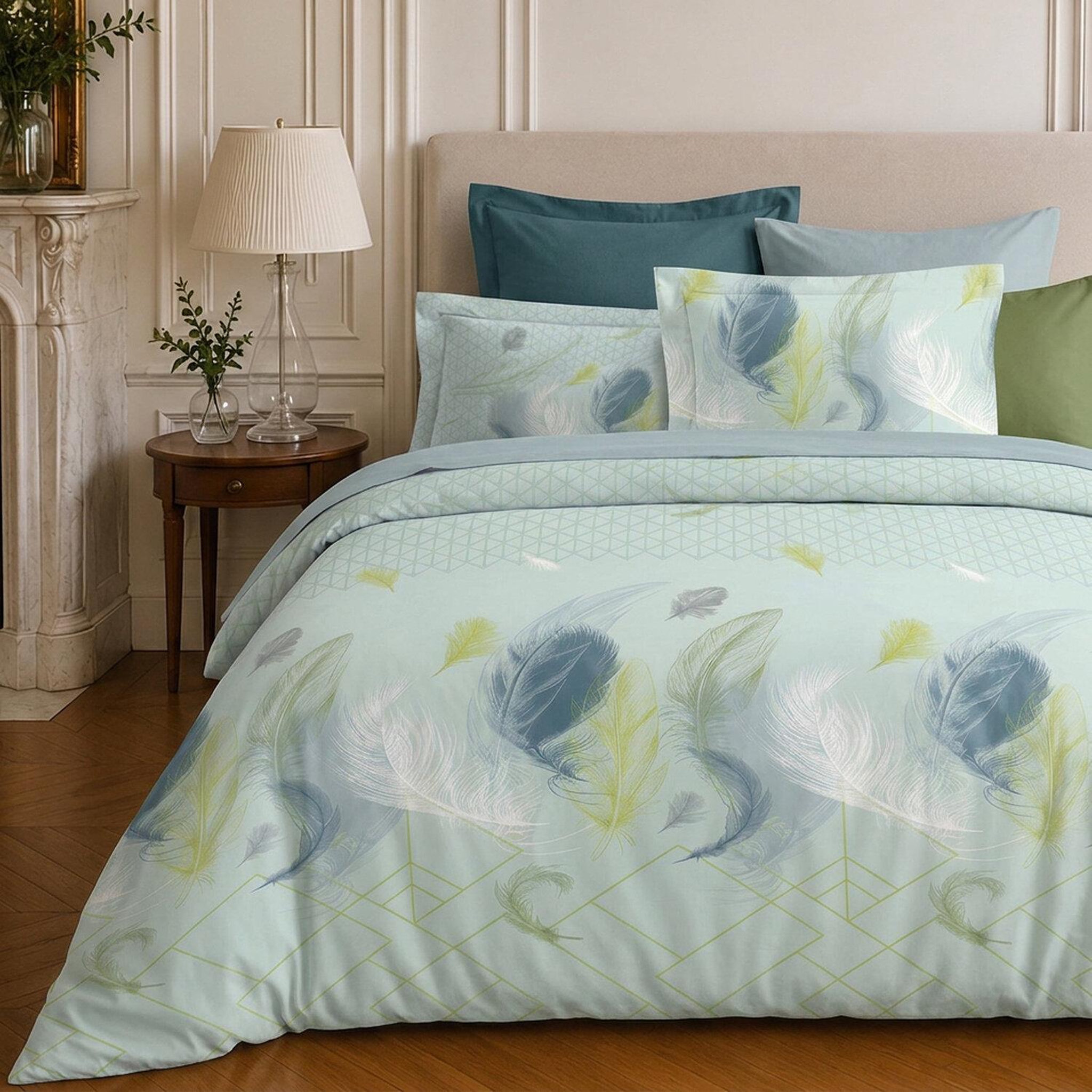 Voir la diapositive 3 : Home collection Parure housse de couette imprimée 100% microfibre - paloma - 220x240 cm