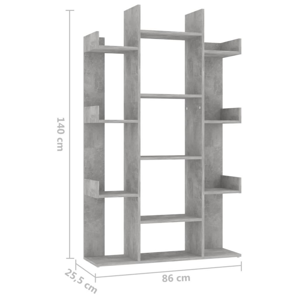 VIDAXL Bibliotheque Gris beton 86x25,5x140 cm Bois d'ingenierie