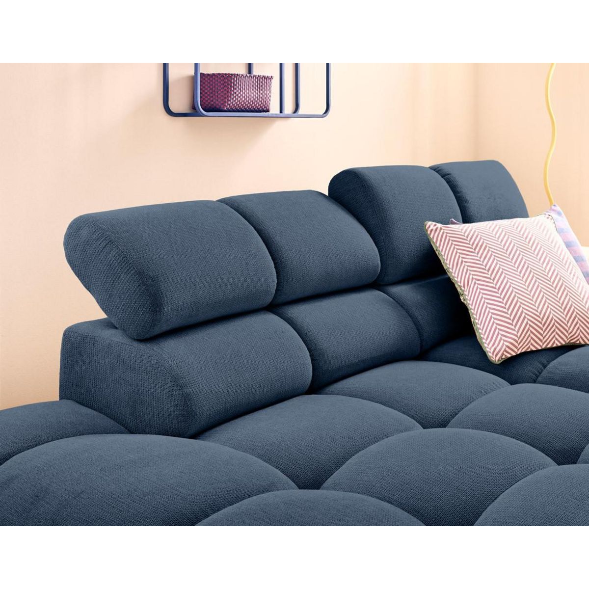 LISA DESIGN Matera - canapé d'angle gauche 3 places avec têtières réglables en tissu texturé