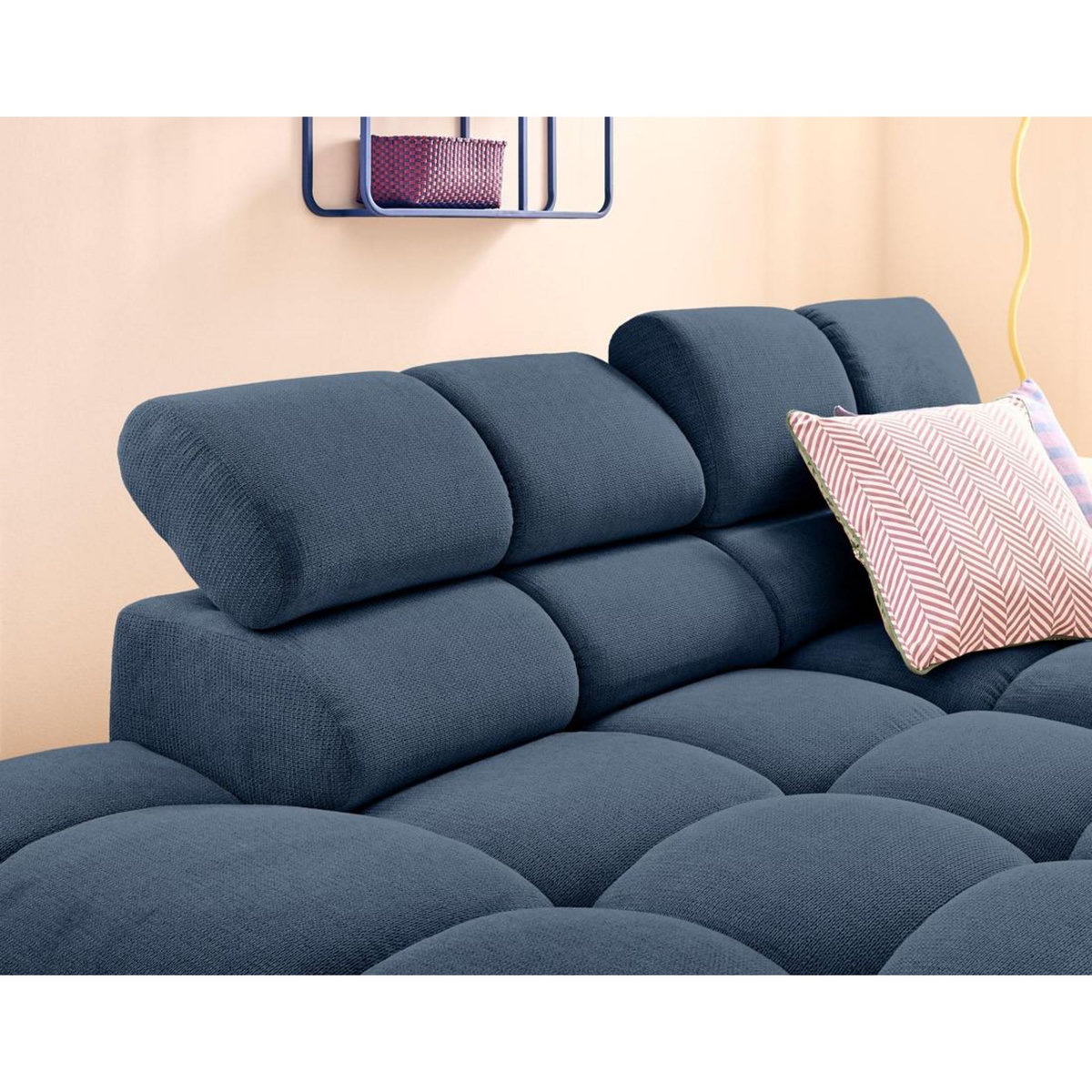 LISA DESIGN Matera - canapé d'angle gauche 3 places avec têtières réglables en tissu texturé