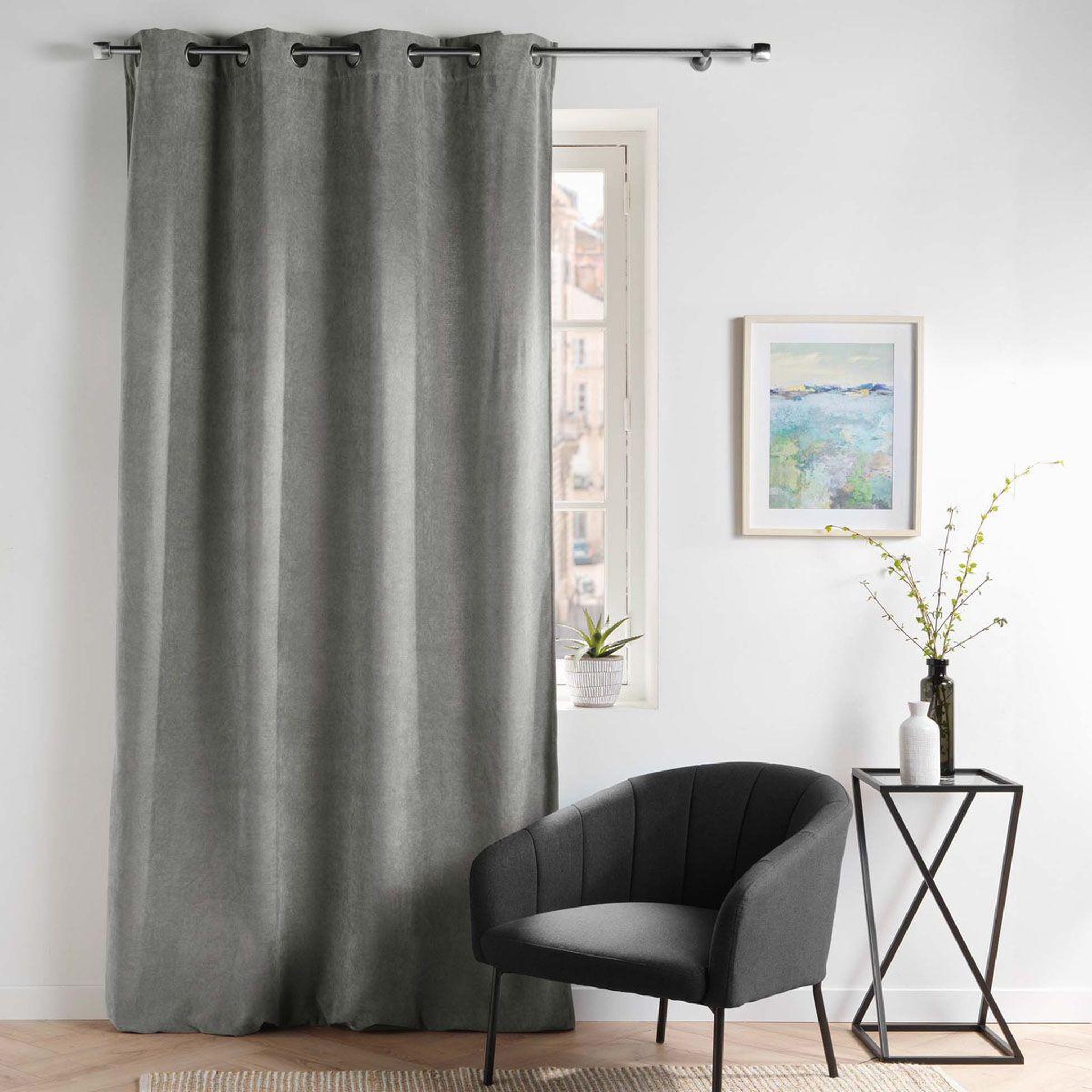 Voir la diapositive 5 : Douceur d'Intérieur Rideau à œillets velours  novana  135x260cm anthracite