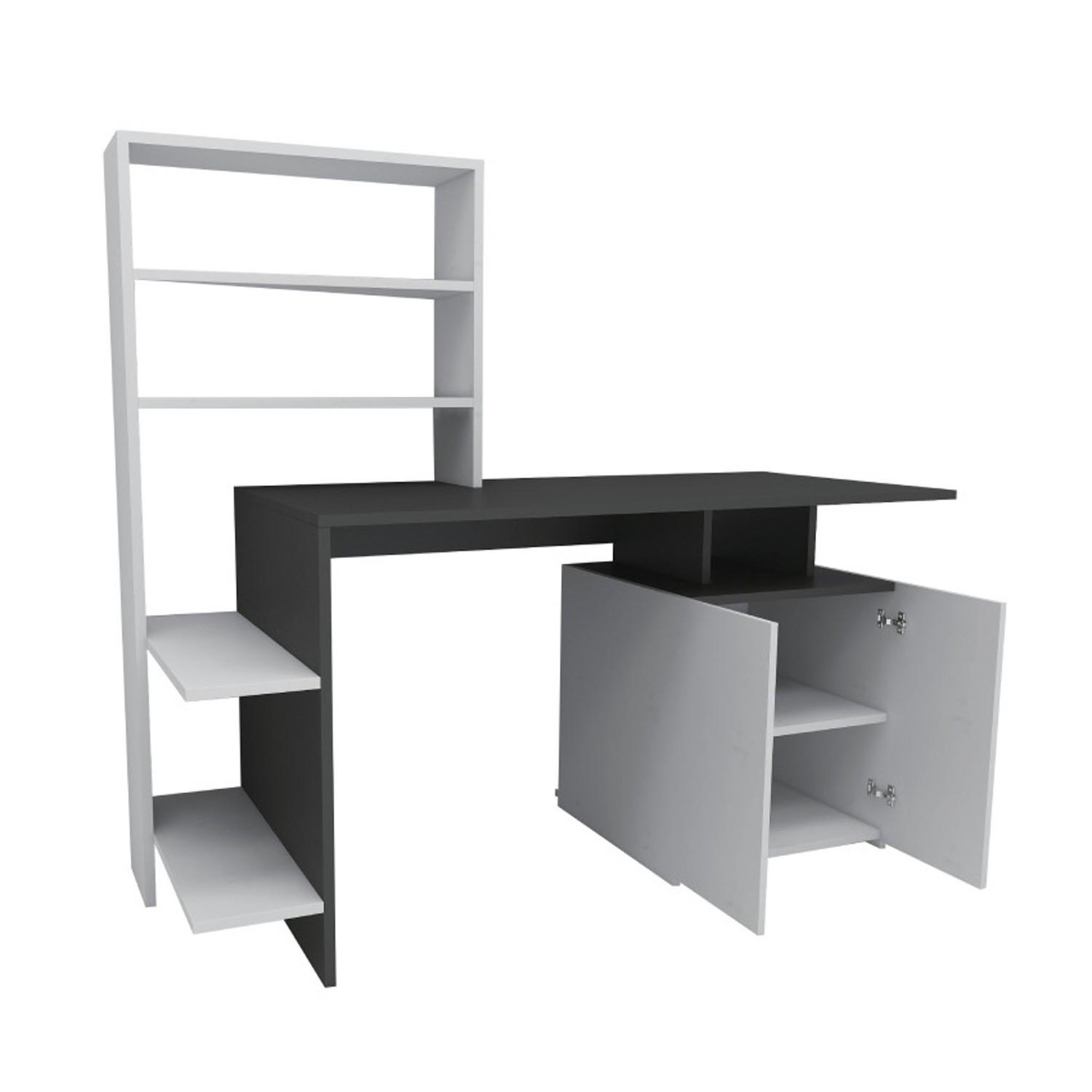 Habitat et Jardin Bureau en bois  melis   - 146 x 60 x 128 cm - blanc anthracite