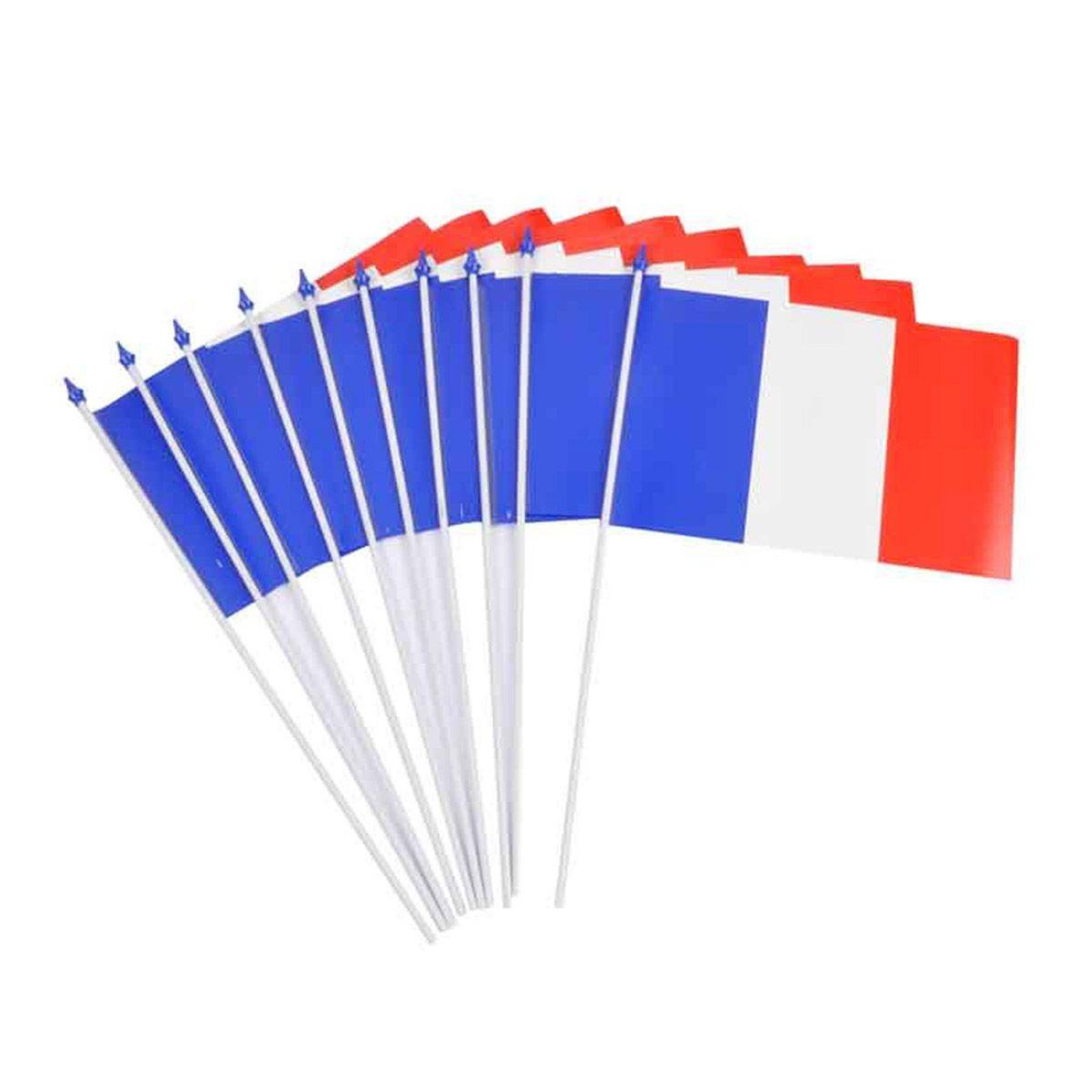 Voir la diapositive 1 : RIRE & CONFETTI Lot de 10 drapeaux  france  16cm bleu, blanc & rouge