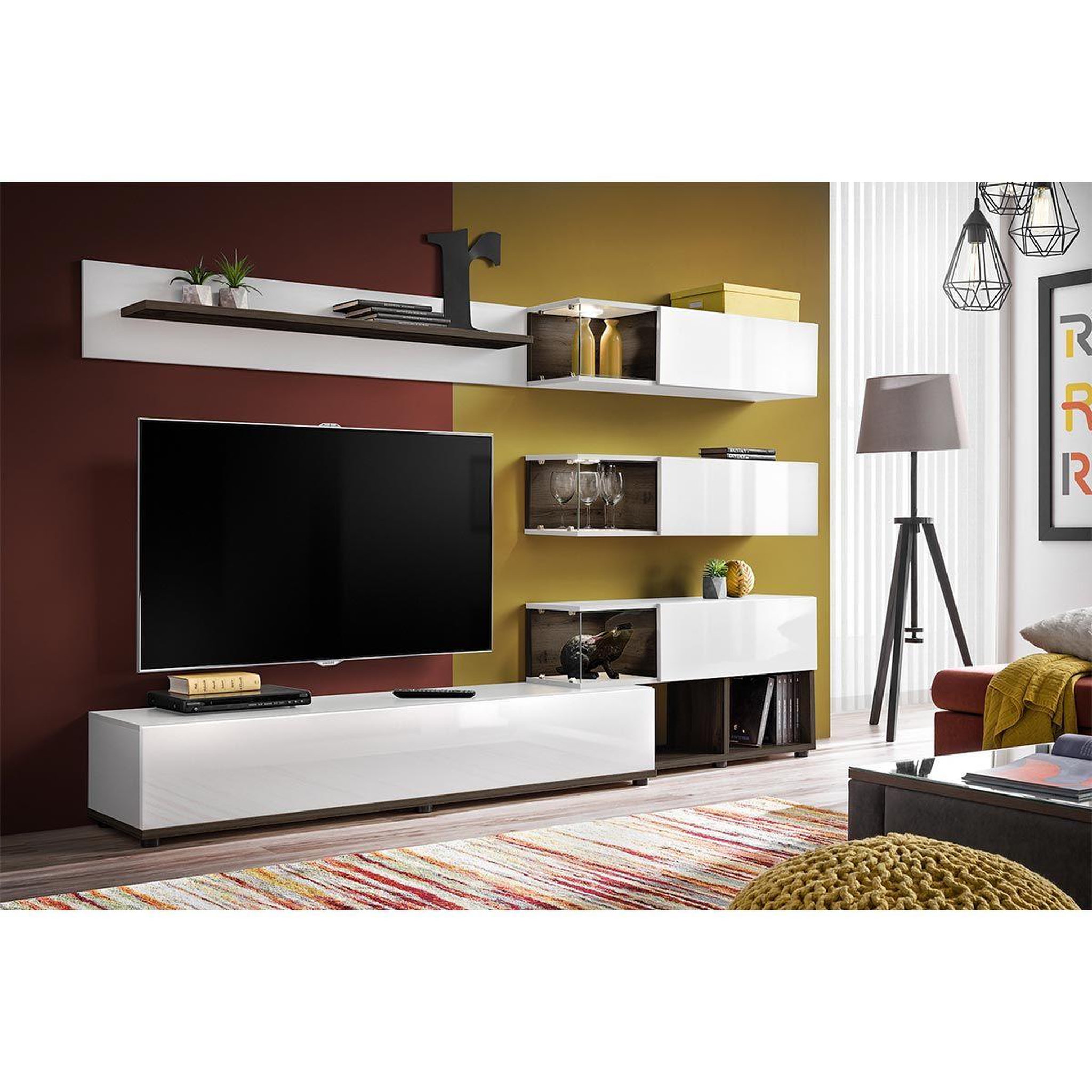 Voir la diapositive 2 : Paris Prix Meuble tv design  silk  240cm blanc & naturel