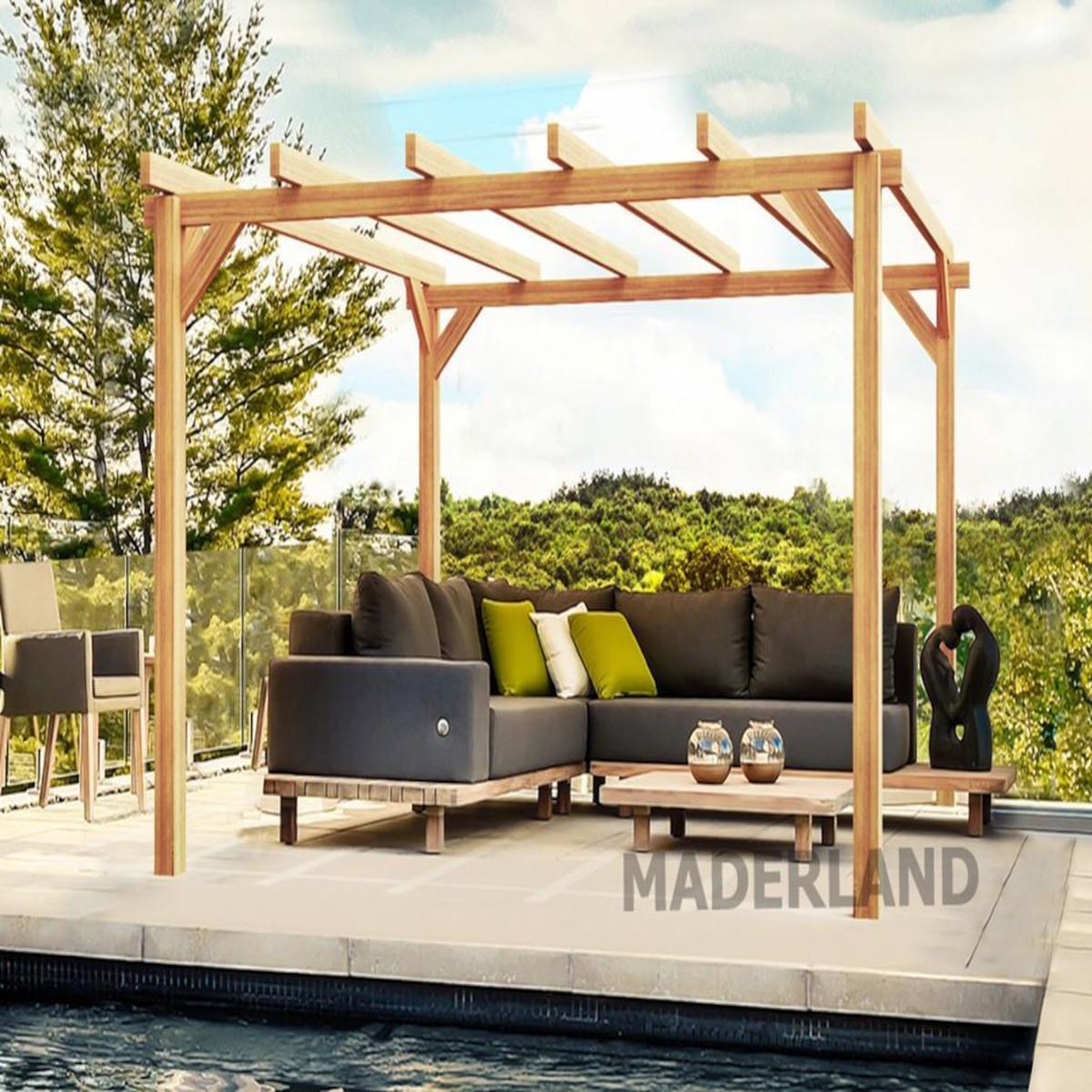 JARDIDECO Pergola en bois lamellé-collé angers 300 x 300 cm - maderland