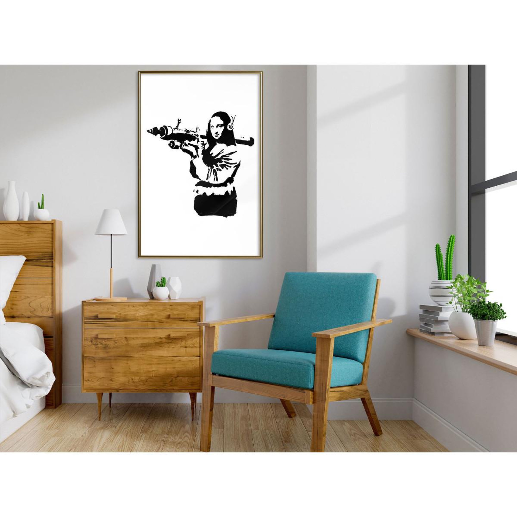 Voir la diapositive 2 : Paris Prix Affiche murale encadrée  banksy mona lisa with bazooka ii