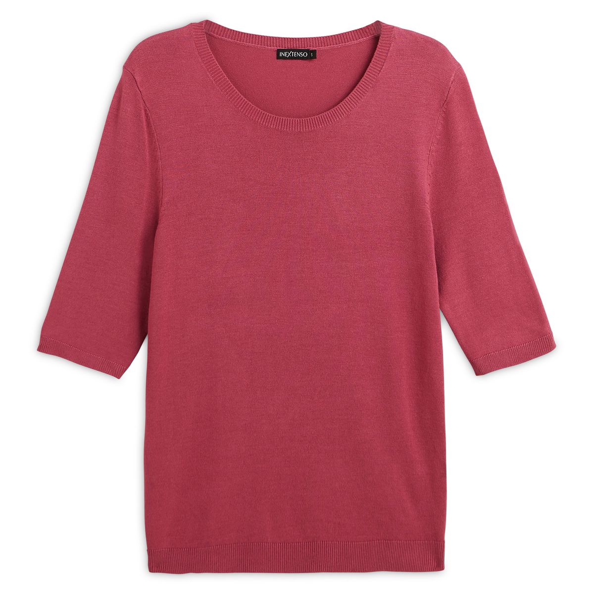 IN EXTENSO Pull col rond manches 3/4 rose femme