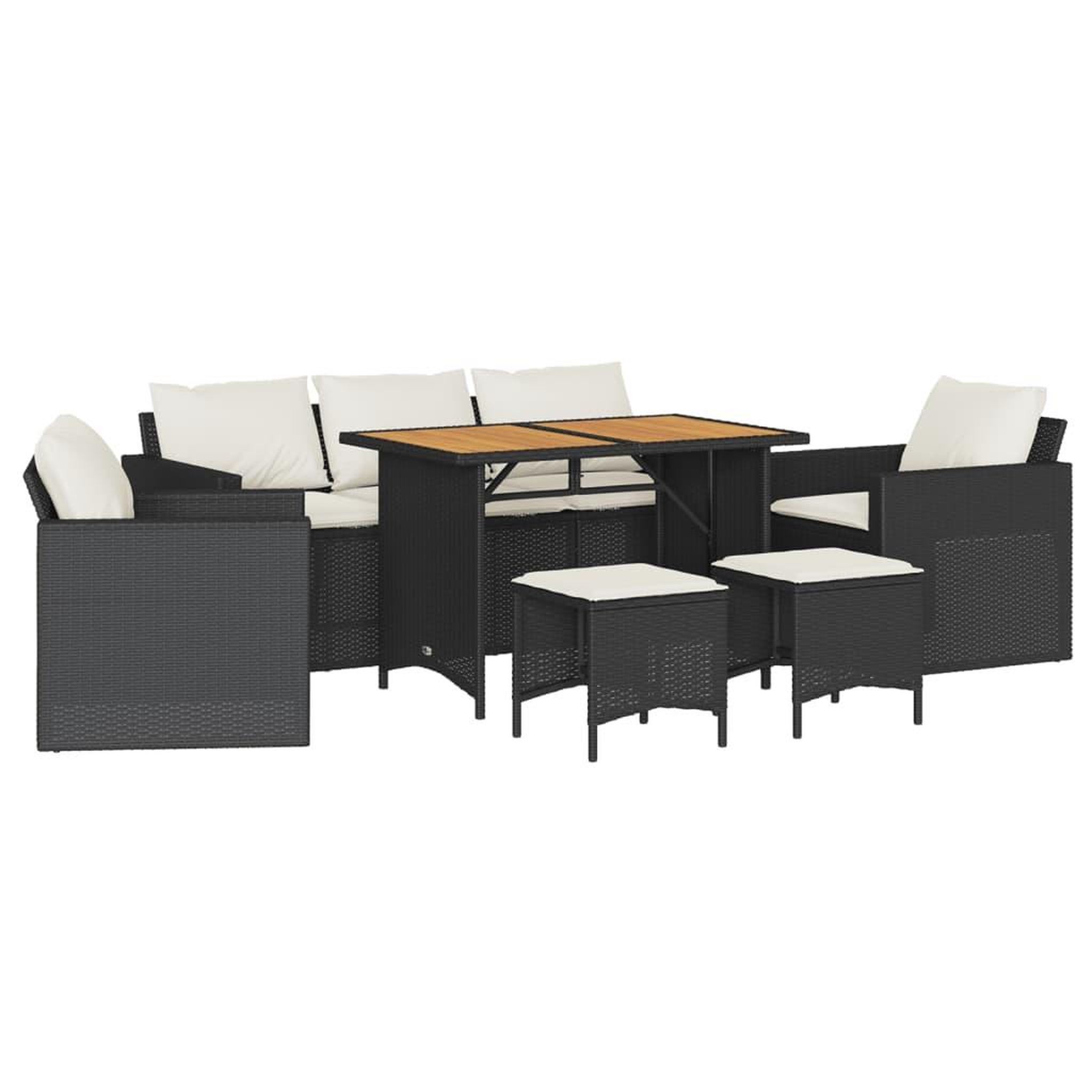 Voir la diapositive 2 : VIDAXL Salon de jardin 6 pcs avec coussins noir resine tressee