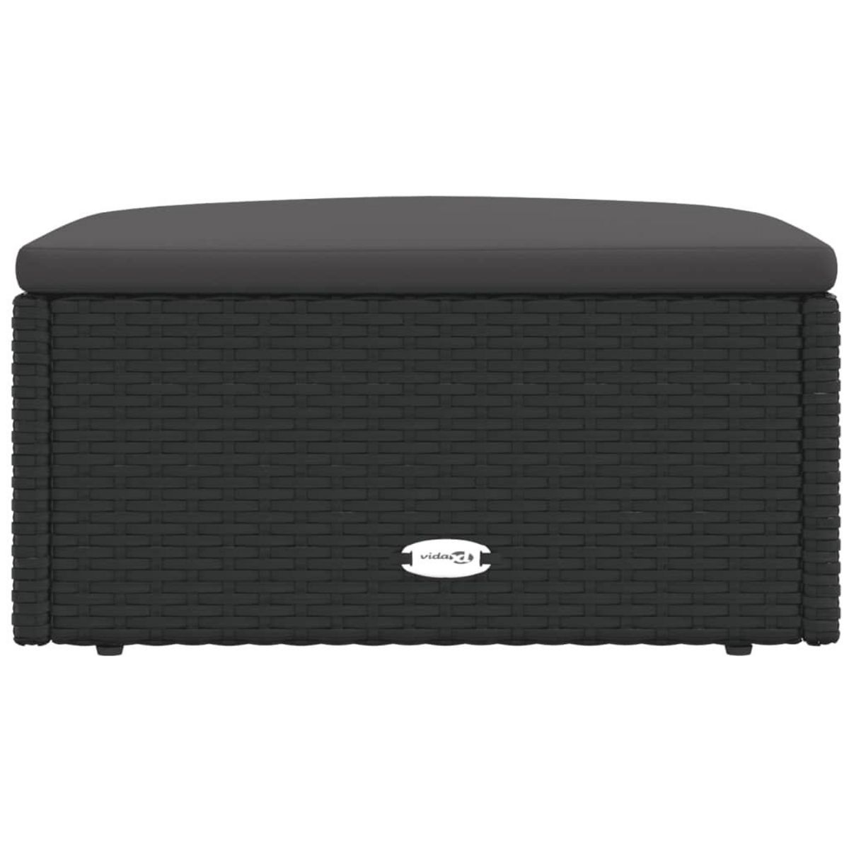 VIDAXL Tabouret de jardin avec coussin noir resine tressee