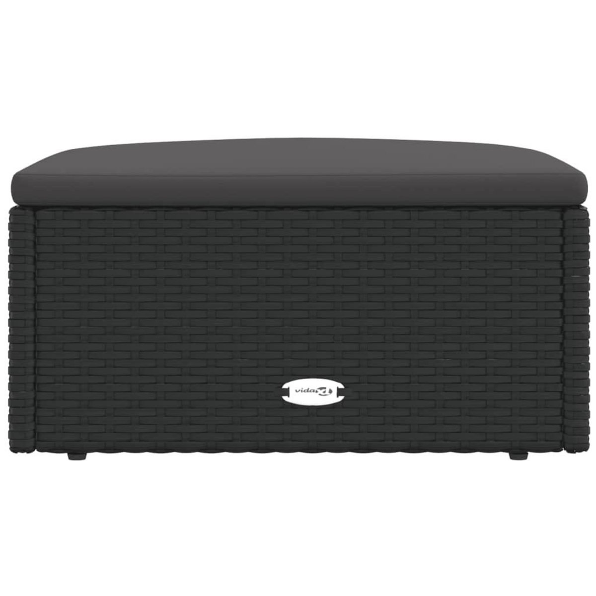 VIDAXL Tabouret de jardin avec coussin noir resine tressee