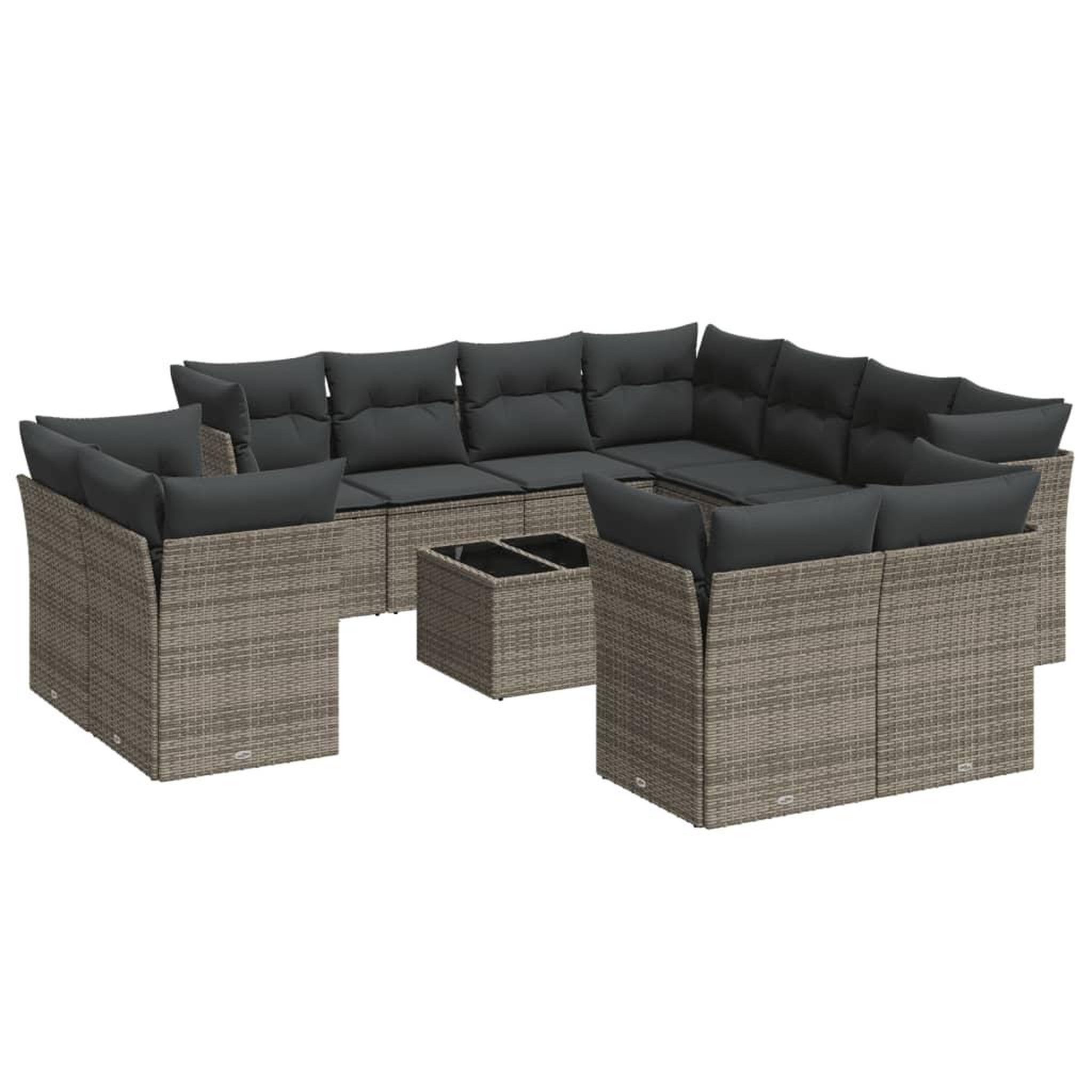 Voir la diapositive 2 : VIDAXL Salon de jardin avec coussins 12 pcs gris resine tressee