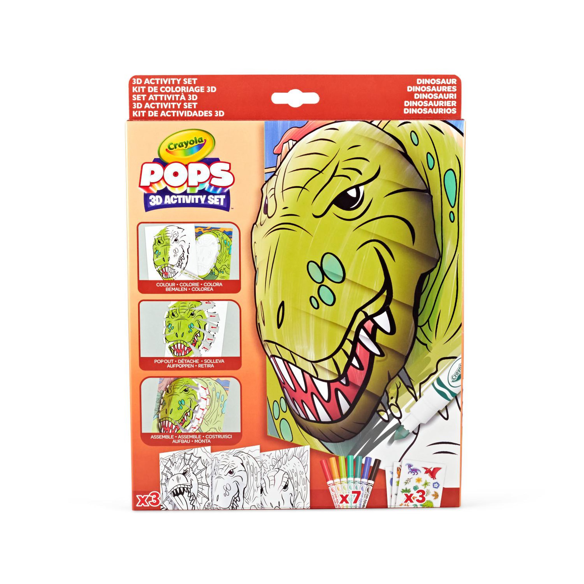 Voir la diapositive 2 : Crayola Jeu de dessins en 3D - CRAYOLA - POPS 3D - Dinosaurs