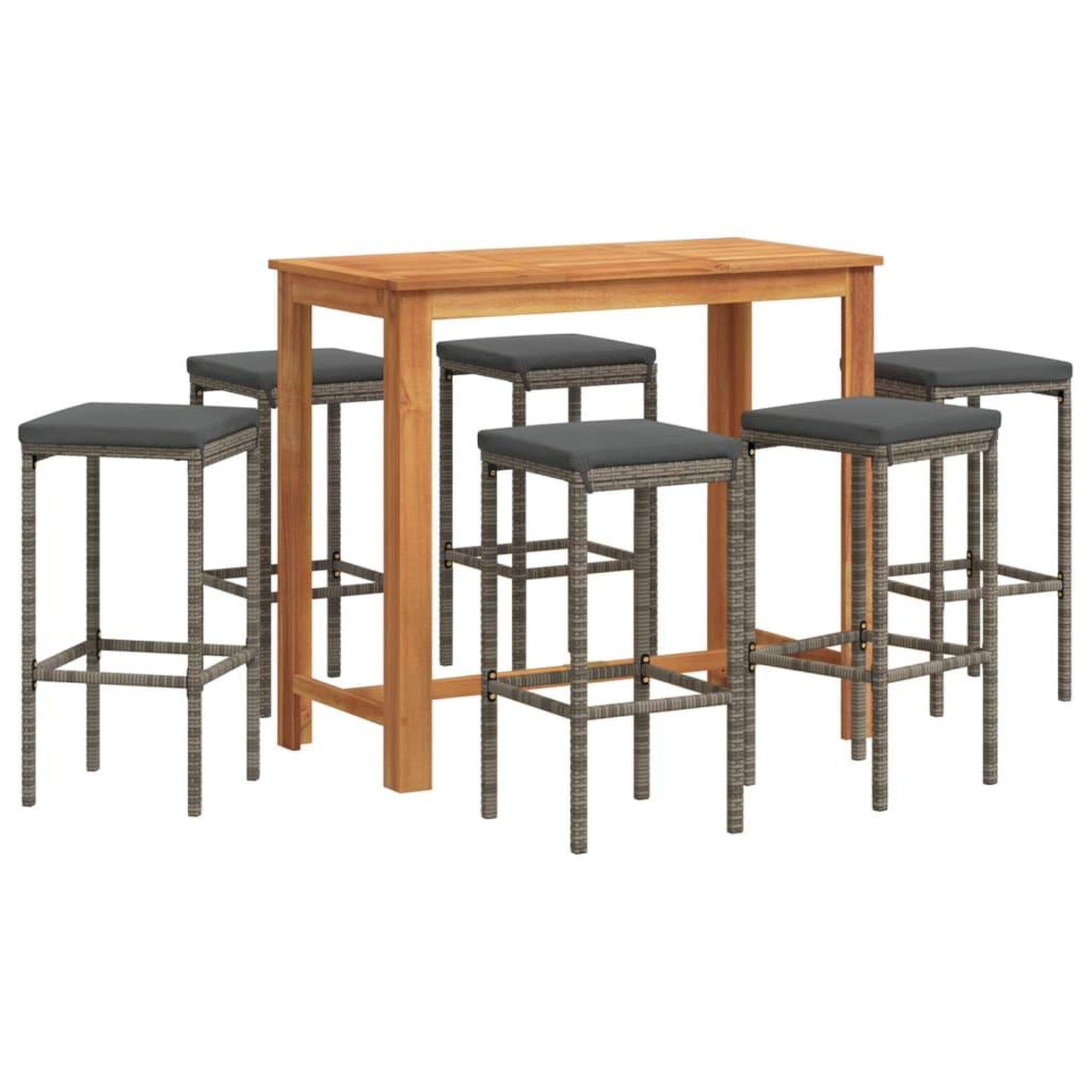 Voir la diapositive 2 : VIDAXL Ensemble de bar de jardin 7 pcs gris bois massif acacia rotin